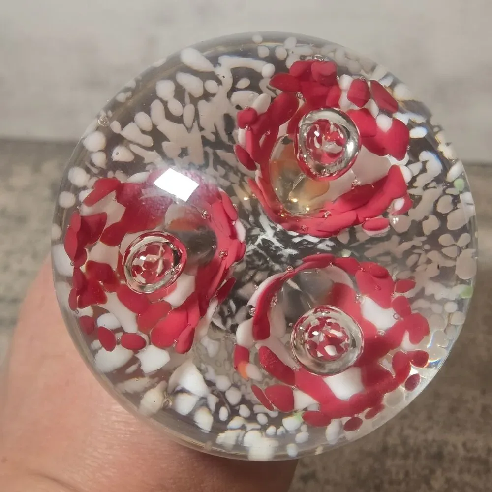 Footed Floral Paperweight on Pedestol 7